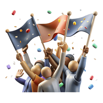 dramatic abstract Diverse Crowd Waving Flags Celebration Background Transparent 4K png