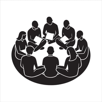 Support group of diverse people sitting vector