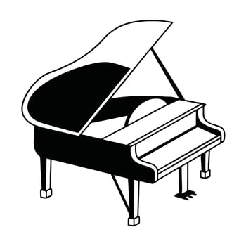 Grand Piano Illustration In Black And White For Music Concepts vector