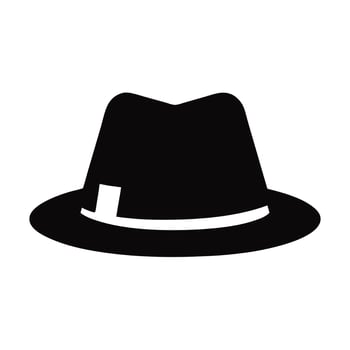 Black Fedora Hat Icon Illustration Classic Style Fashion Accessory Headwear vector