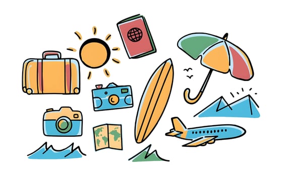 Summer Icons Set White Background vector