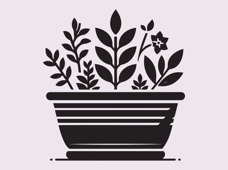 Black Pottery Planter Silhouette with Artistic Form for Decorative and Design Uses vector