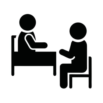 Business Meeting Icon Pictogram Two People Sitting At Desk Discussing Idea vector