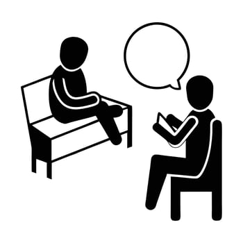 Stick Figure Consultation Psychologist Conversation Therapy Counseling And Treatment Speech Bubble vector