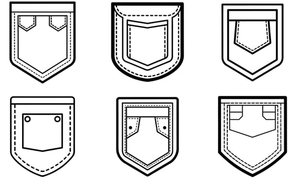Jeans Pocket Icon bandel set vector