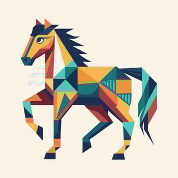 Geometric polygonal silhouette of horse. Year of the Horse. Greeting card illustration. vector
