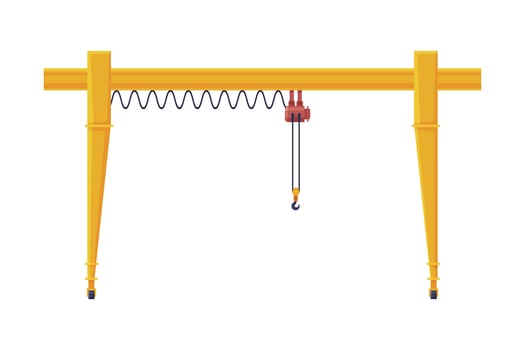 Industrial Port Cargo Harbor Crane Elevating Equipment Flat Illustration vector