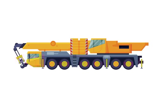 Construction Crane, Heavy Cargo Transportation Service Vehicle Flat Illustration vector
