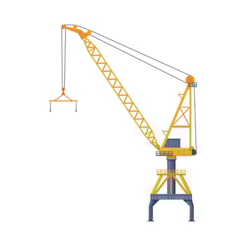Industrial Crane Elevating Construction Equipment Flat Illustration vector