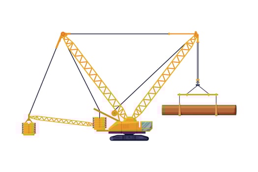 Construction or Cargo Crane, Heavy Cargo Transportation Service Vehicle Flat Illustration vector
