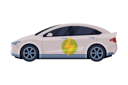 Modern Electric Car, Eco Transport Concept Flat Illustration vector
