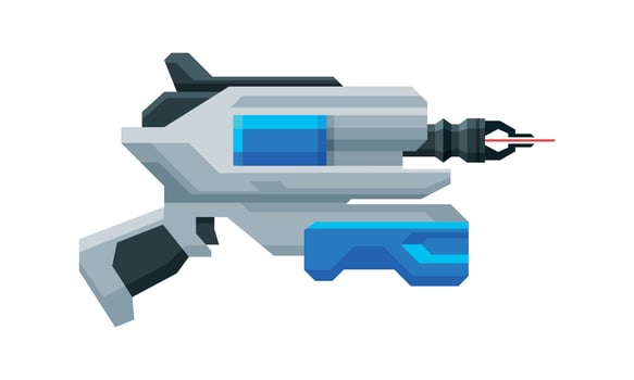 Futuristic Space Laser Gun Blaster, Fantastic Handgun, Raygun of Alien, Childish Pistol Illustration vector
