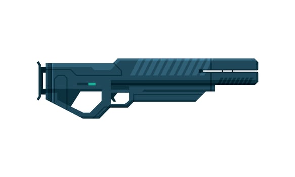 Futuristic Space Gun Blaster, Black Fantastic Handgun, Alien Weapon Illustration vector