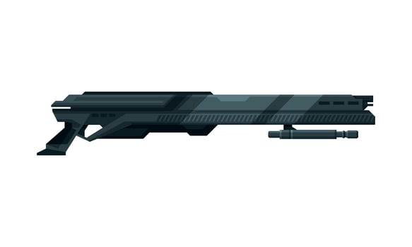 Futuristic Space Gun Blaster, Fantastic Laser Handgun, Raygun of Alien Illustration vector