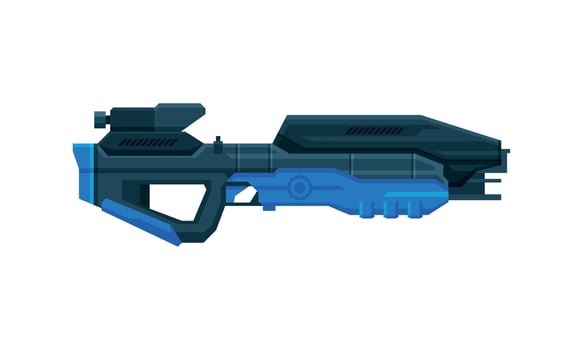 Futuristic Space Gun Blaster, Fantastic Laser Gun, Alien Weapon Illustration vector