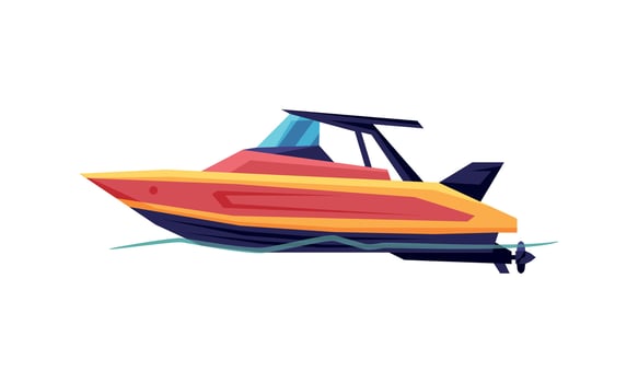 Power Boat or Speedboat, Modern Nautical Motorized Transport, Summer Vacation Design Element Illustration vector