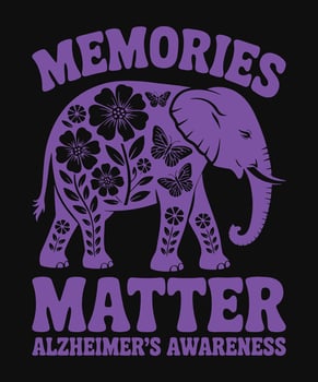 Floral Elephant Memories Matter Alzheimer's Awareness Graphic vector
