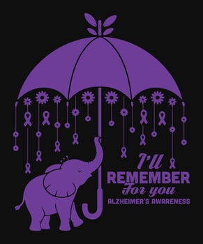 Elephant with Umbrella Ill Remember for You Alzheimer's Awareness Design vector