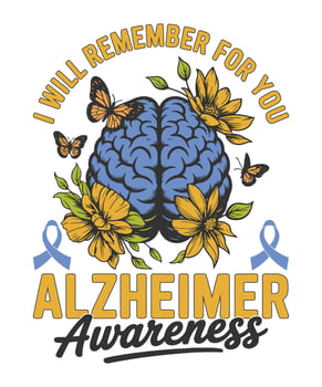 Alzheimers Awareness Brain with Sunflower I Will Remember for You Design vector