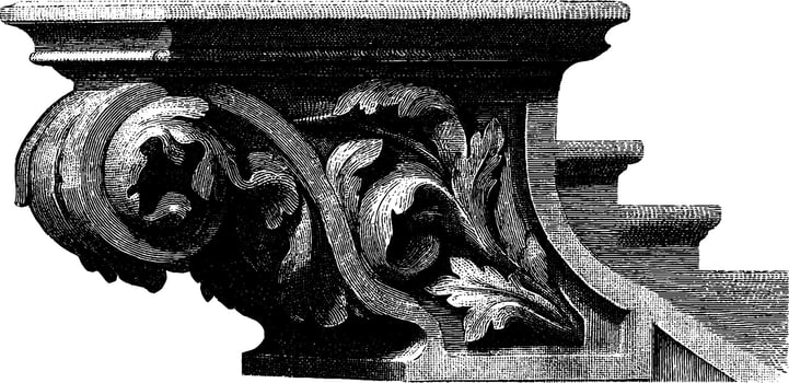 Intricate baroque architectural detail with floral carving design. vector