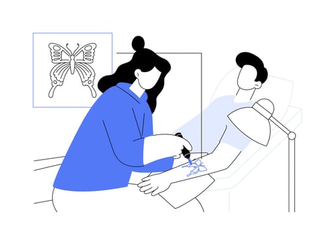Making tattoo isolated cartoon illustrations. vector