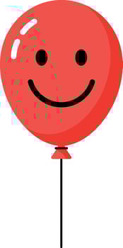 Red smiling balloon in flat design style showcasing joy and celebration in art vector