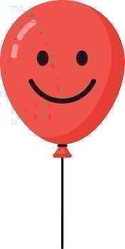 Bright red balloon with a smiling face in a flat design style art vector