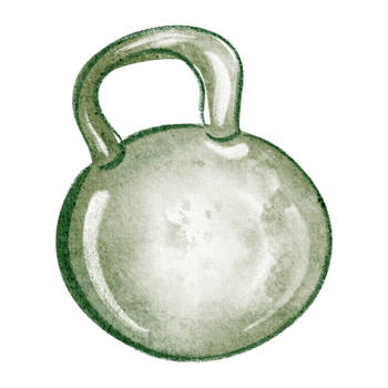 Watercolor illustration of a green weights. Hand drawn fitness element for gym themed designs or athletic decor. Cartoon style drawing for workout or bodybuilding projects. png