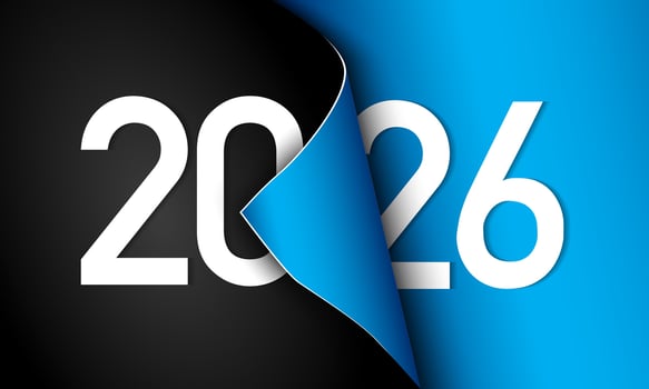 2026 Happy New Year Background Design with the concept of paper and behind it there is blue paper vector