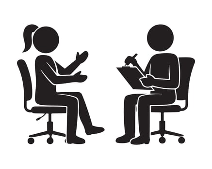 Interview Illustration of a Woman and Interviewer vector