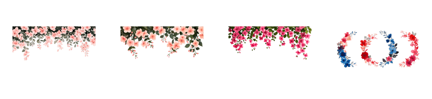 Colorful floral garlands with a transparent background for decoration png