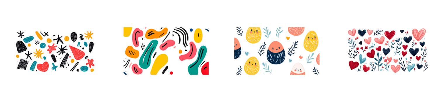 Colorful abstract shapes and symbols on a clear background png