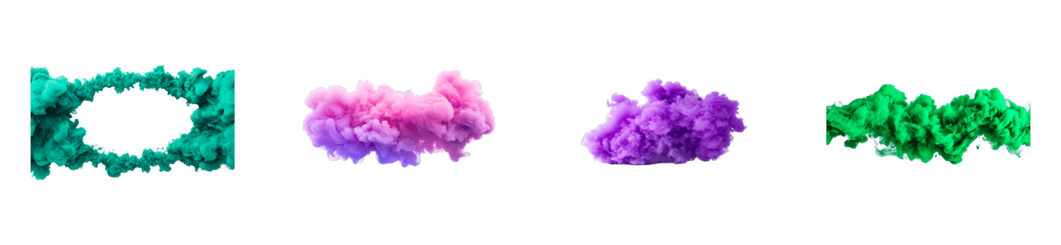 Colorful smoke effects in shades of green, pink, and purple png
