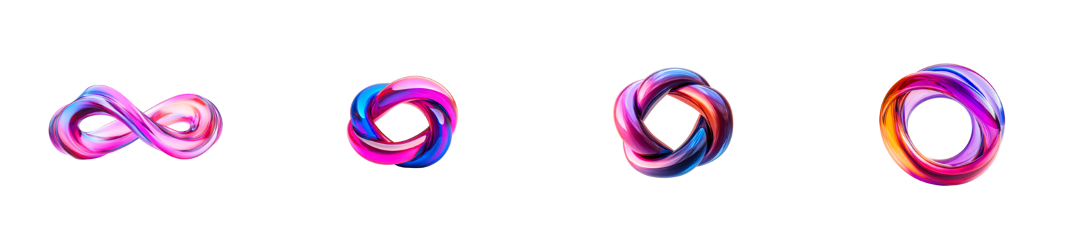 Colorful twisted shapes with transparent background for design use png