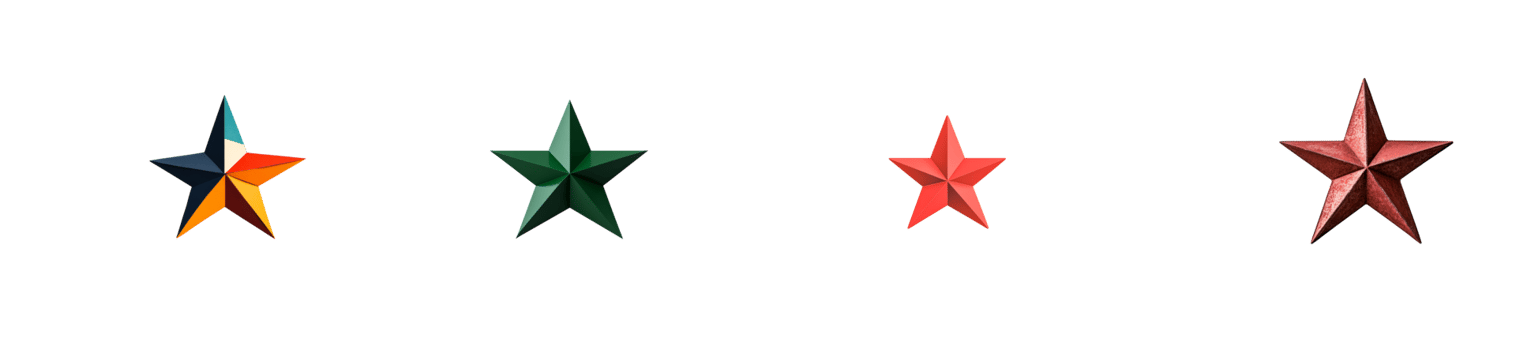 Decorative star shapes in various colors with transparent background png