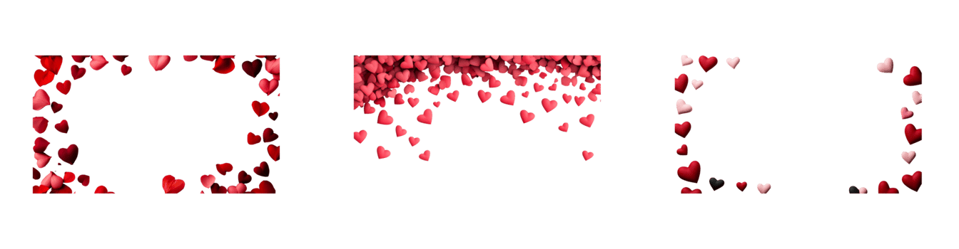 Heart shapes falling gently from above in a soft pink design png