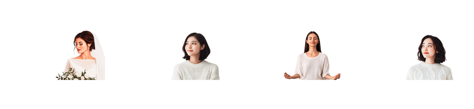 Womans portraits showing diverse expressions on a clear background png