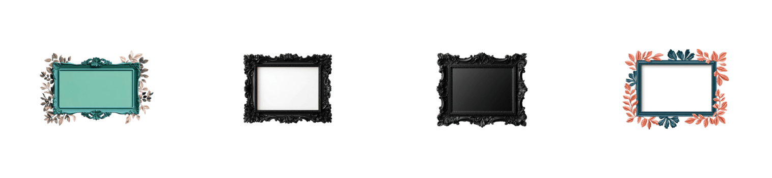 Various decorative frames with transparent backgrounds for design use png