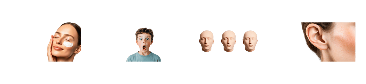 Boy expresses surprise while woman enjoys skincare routine png