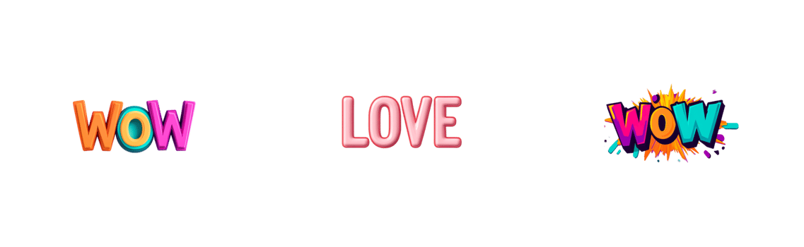Colorful text expressions of emotions on a transparent background png