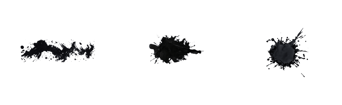 Black ink splashes on transparent background for creative projects png