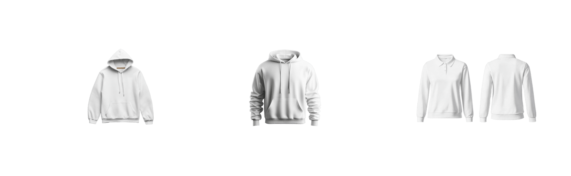 White hoodies displayed on a transparent background for apparel design png