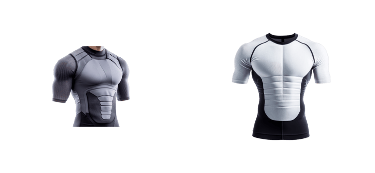 Sport compression shirts in black and gray colors for athletic wear png