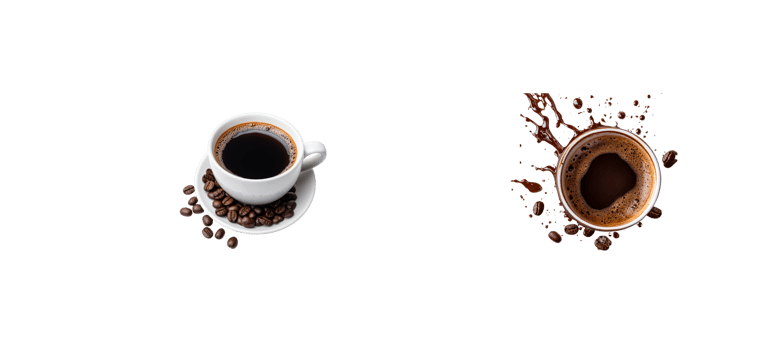 Coffee cups with beans on a transparent background png