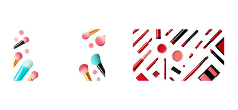 Colorful makeup tools and cosmetics on a clear backdrop png