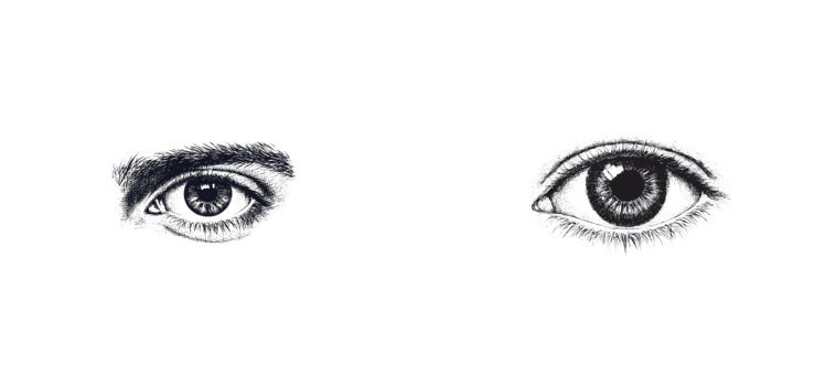 Detailed pencil drawing of human eyes with transparent background png