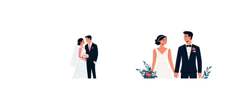 Elegant couple sharing a kiss at their wedding ceremony in spring png
