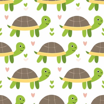 simple illustration Seamless Pattern Cute Turtle vector