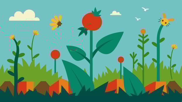 Weeds Overtaking Garden An of a garden overtaken by weeds suggesting that without pollinators beneficial plants fail to thrive and are rep by invasive species.. vector