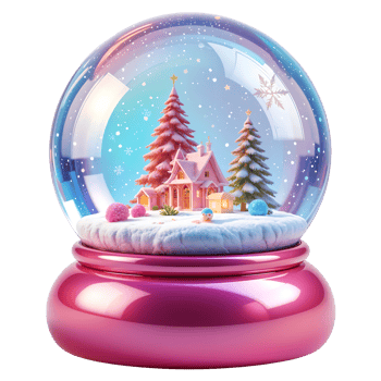 Vibrant 3D Glossy Snow Globe with Smooth Curves on Transparent Background png